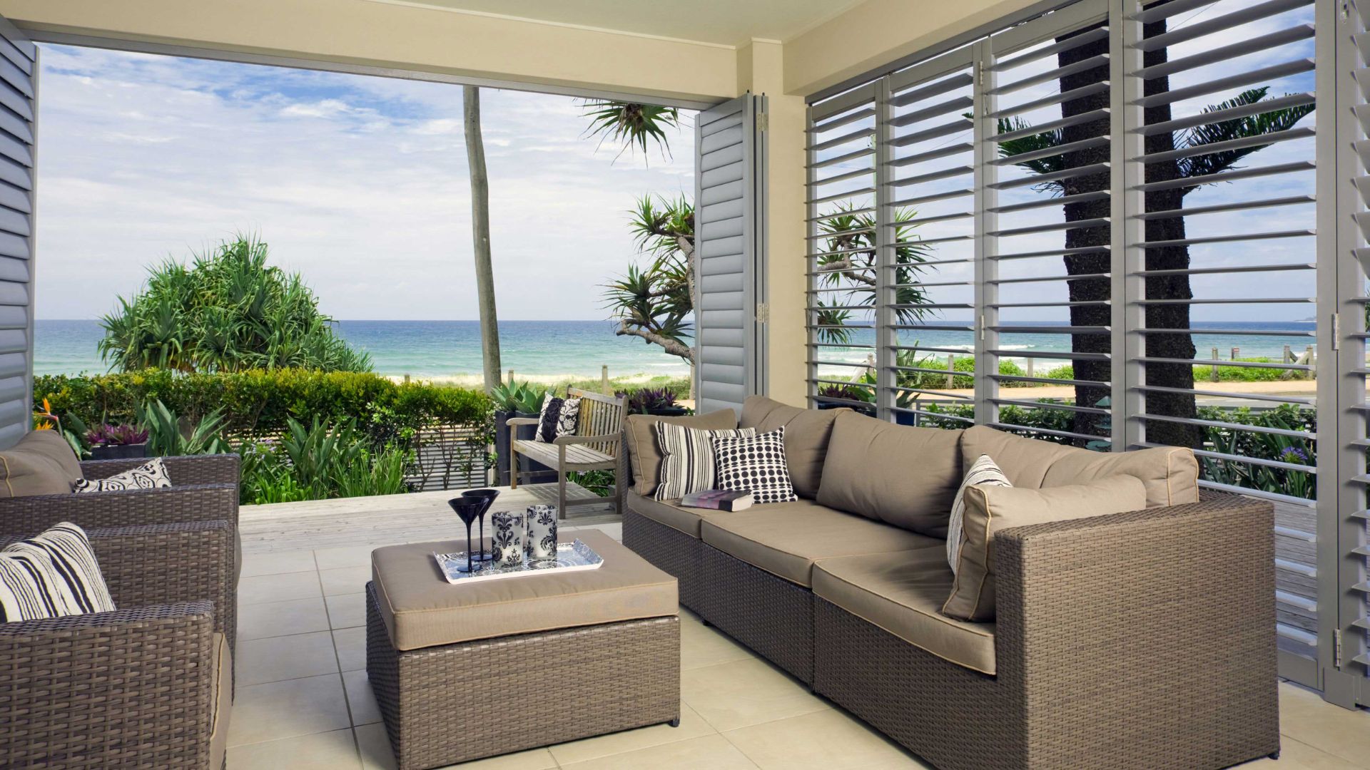 Louvre shutters overlooking Perth Beach